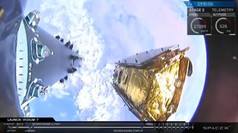 Iridium, Aireon, SpaceX celebrate satellite launch, system deployment  Ten new Iridium NEXT satellites placed in orbit, bringing Aireon ADS-B payloads in orbit to 65 as global air traffic surveillance service nears debut and satellite constellation nears completion.